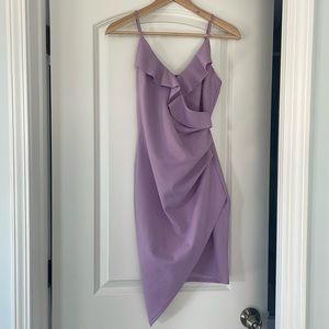 Lavender bodycon dress with ruffles